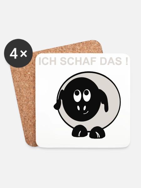 Ich schaff das Schaf Motiv - Untersetzer (4er-Set) - Weiß
