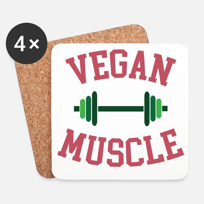 Vegane Muskeln - Untersetzer (4er-Set) - Weiß