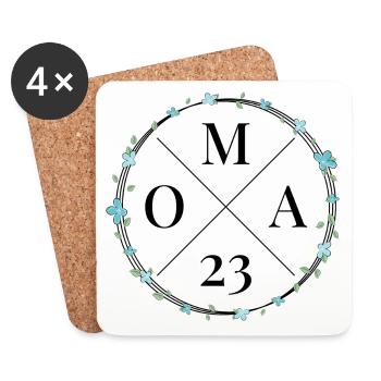 Oma 23 / Blumenkranz / Blumen / werdende Oma 2023 - Untersetzer (4er-Set) - Weiß - Vorne