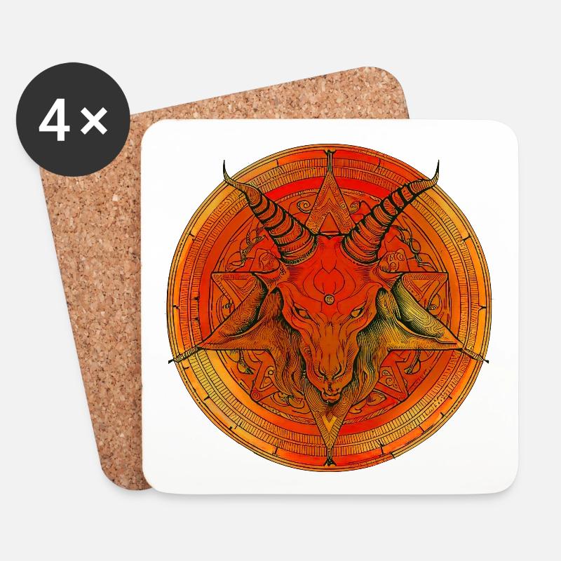 Pentagramm von einem Kopf aus Baphomet überragt - Untersetzer (4er-Set) - Weiß