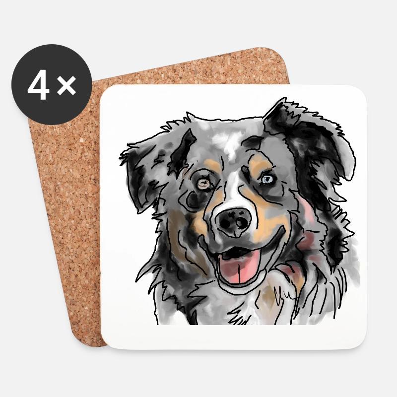 Australian Shepherd - Untersetzer (4er-Set) - Weiß
