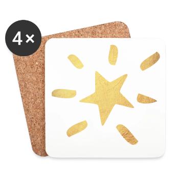 Star Gold Symbole de Noël Comic Rayons de Noël - Dessous de verre (lot de 4) - blanc - Devant