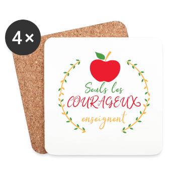 seuls les courageux enseignent - Dessous de verre (lot de 4) - blanc - Devant