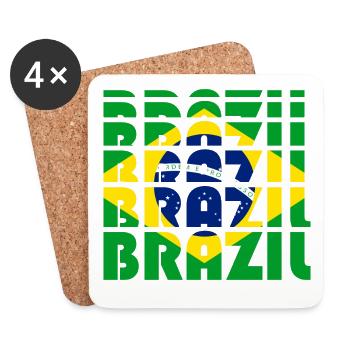 Brazil Flag Typo Mosaic - Coasters (set of 4) - white - Front