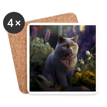 Chatreux in the forest - Coasters (set of 4) - white - Front