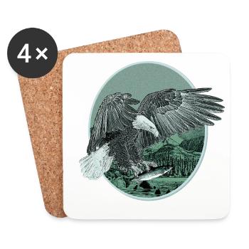Eagle Eagle Motif Pygargue à tête blanche Chasse à la pêche - Dessous de verre (lot de 4) - blanc - Devant