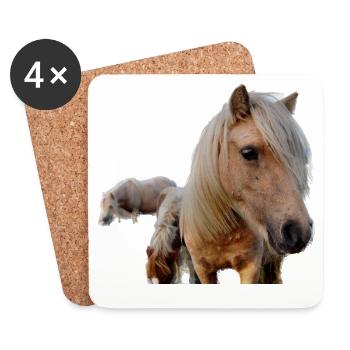 Chevaux dans les pâturages - Dessous de verre (lot de 4) - blanc - Devant