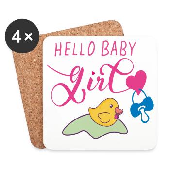 Bébé fille, fille, fille - Dessous de verre (lot de 4) - blanc - Devant