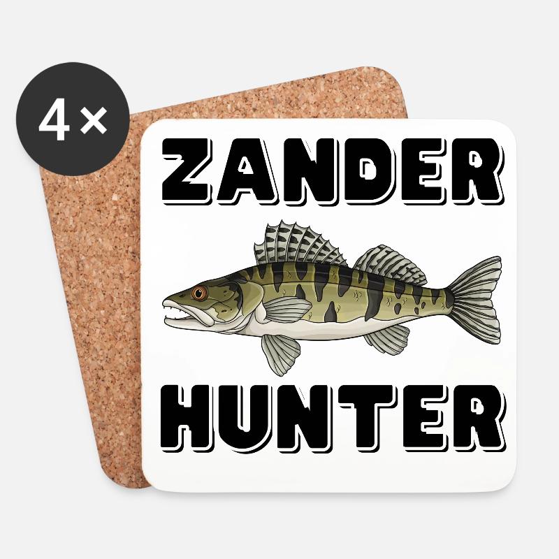 Zander Hunter – Predator-Angelhemd - Untersetzer (4er-Set) - Weiß