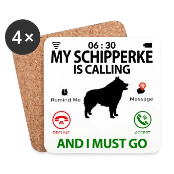 Schipperke Hund Sprüche Lustige Witzig Humor - Untersetzer (4er-Set) - Weiß - Vorne