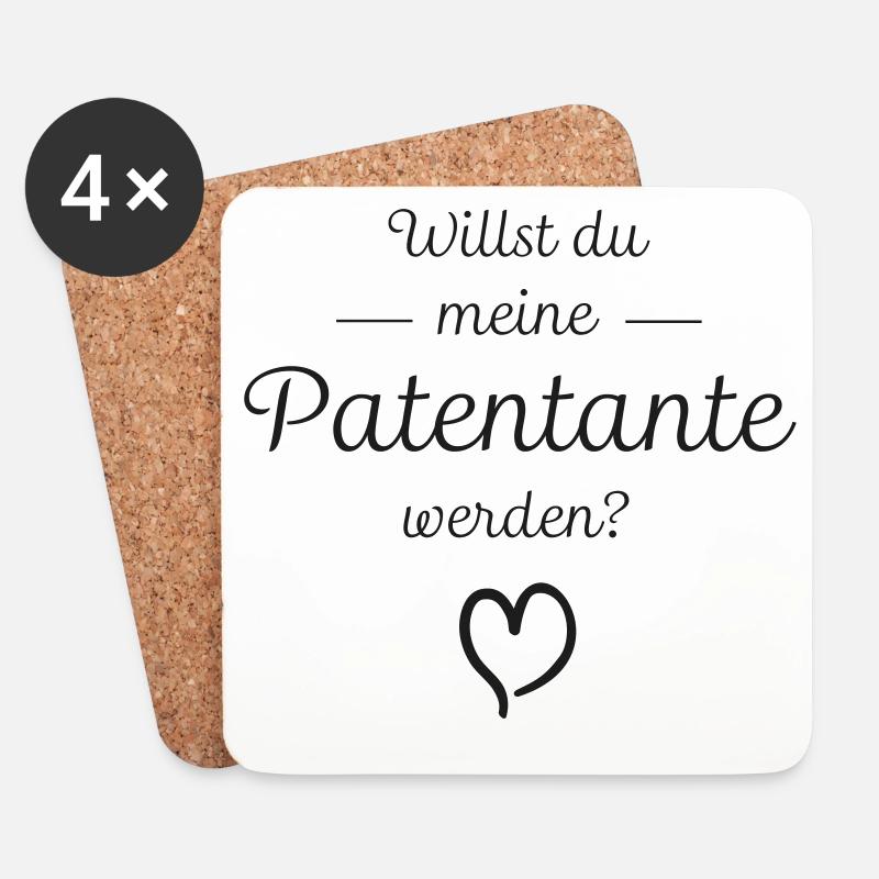Willst du meine Patentante werden? - Untersetzer (4er-Set) - Weiß