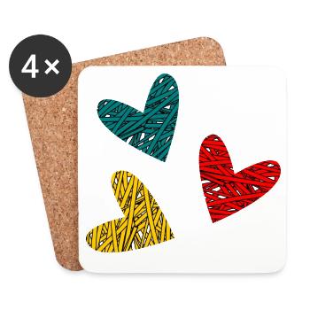 HEART. HEARTS. SAINT VALENTINE. LOVE. LOVE. CHRISTMAS - Coasters (set of 4) - white - Front