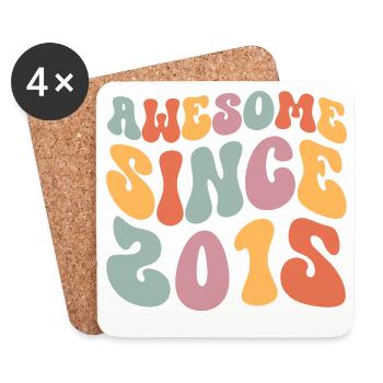 2015 Vintage Anniversaire Groovy Vintage Rétro - Dessous de verre (lot de 4) - blanc - Devant