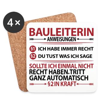 Bauleiterin Bauleitung Abschiedsgeschenk Danke - Untersetzer (4er-Set) - Weiß - Vorne