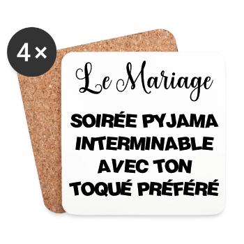 Le Mariage Soirée Pyjama avec ton toqué préféré - Dessous de verre (lot de 4) - blanc - Devant