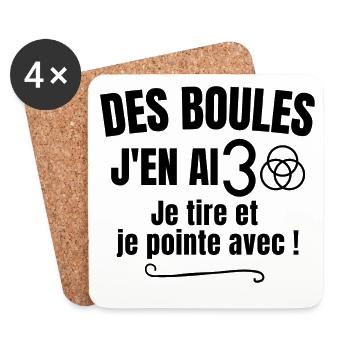 pétanque, joueur de pétanque, bouliste - Dessous de verre (lot de 4) - blanc - Devant