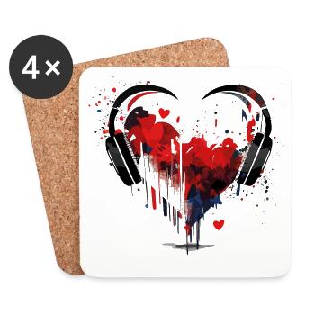 Coeur de Musique - Grunge Headphone - Dessous de verre (lot de 4) - blanc - Devant