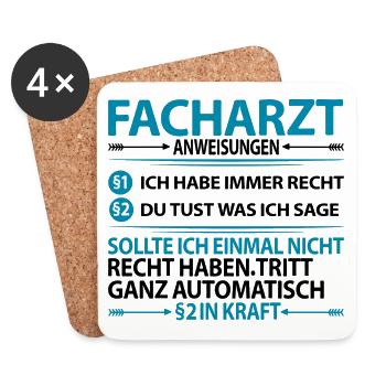 Facharzt Facharztprüfung Sprüche Lustige Witzig - Untersetzer (4er-Set) - Weiß - Vorne