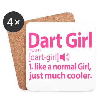 Dart Girl Girl Sayings Funny Humor Pink - Coasters (set of 4) - white - Front