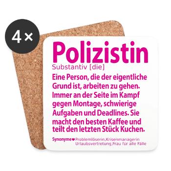 Polizistin Abschied Abschiedsgeschenk für Kollegin - Untersetzer (4er-Set) - Weiß - Vorne