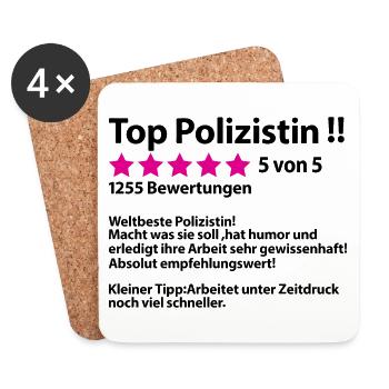 Polizistin Abschied Ruhestand Sprüche für Kollegin - Untersetzer (4er-Set) - Weiß - Vorne