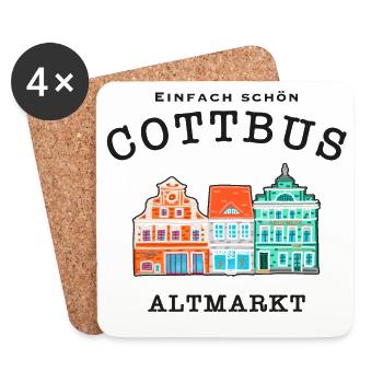 Cottbus Altmarkt, Einfach schön - Untersetzer (4er-Set) - Weiß - Vorne