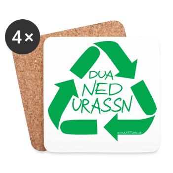 dua ned urassn-sei nicht verschwenderisch, Dialekt - Untersetzer (4er-Set) - Weiß - Vorne