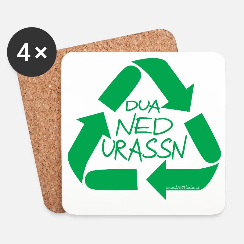 dua ned urassn-sei nicht verschwenderisch, Dialekt - Untersetzer (4er-Set) - Weiß