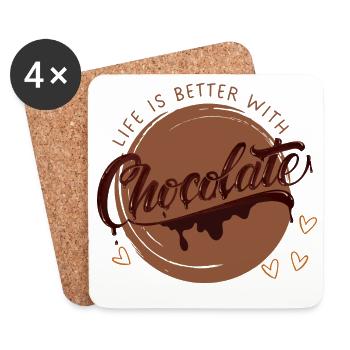 Life is better with chocolate - Chocolate Lover - Untersetzer (4er-Set) - Weiß - Vorne