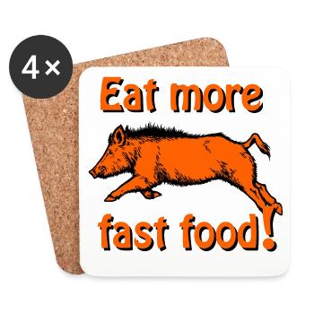 Defectors in the jump - Eat more fast food - Coasters (set of 4) - white - Front