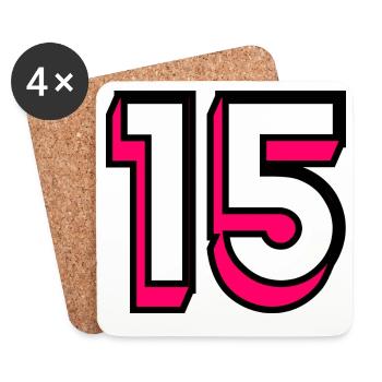 15. 15 ANS. 15e ANNIVERSAIRE. ANNIVERSAIRE 15 ANS. - Dessous de verre (lot de 4) - blanc - Devant