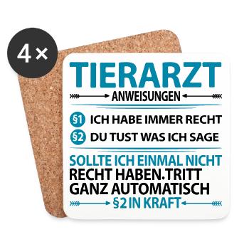 Dankeschön Danke sagen an Tierarzt Tierarztpraxis - Untersetzer (4er-Set) - Weiß - Vorne