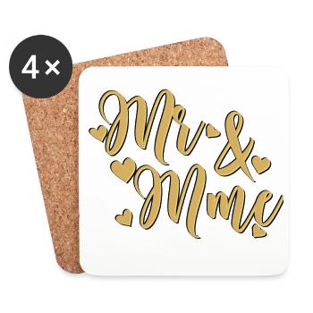 Mr & Mme Doré Coeur - Dessous de verre (lot de 4) - blanc - Devant