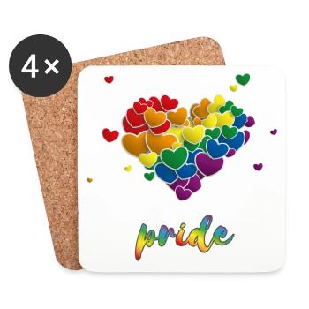 Rainbow Hearts Splash Pride - Untersetzer (4er-Set) - Weiß - Vorne