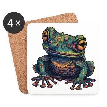 Trippy Frog - Psychedelic Motif - Coasters (set of 4) - white - Front