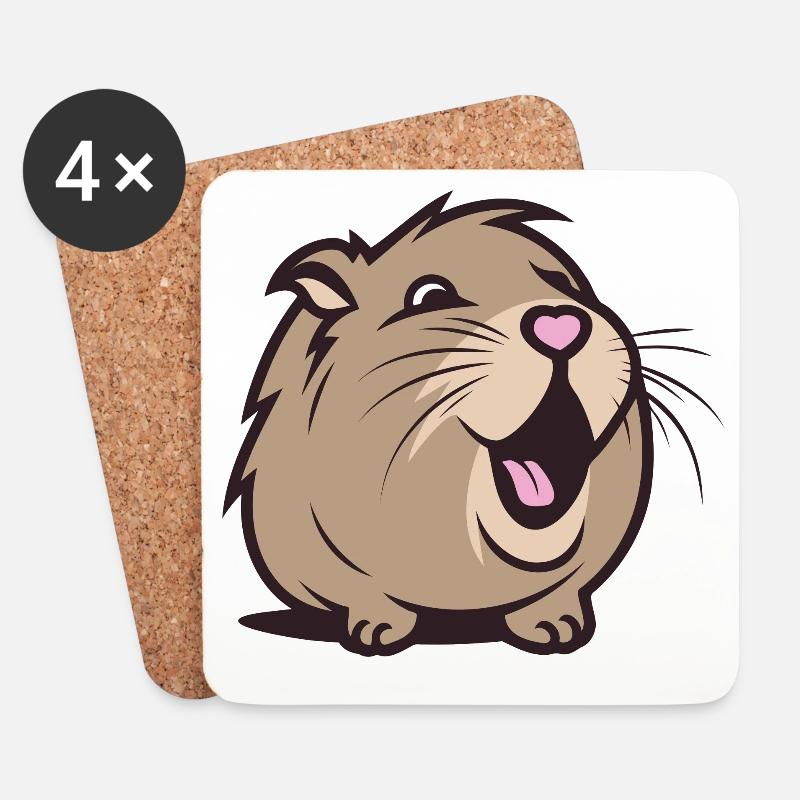 Fröhliches Capybara / Meerschweinchen / Hamster – Herz - Untersetzer (4er-Set) - Weiß