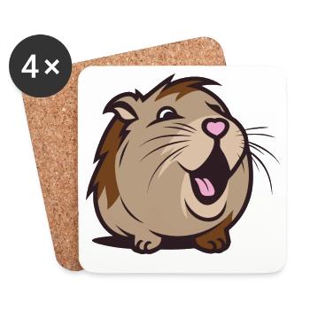 Cheerful Guinea Pig / Hamster – Heart Nose - Coasters (set of 4) - white - Front