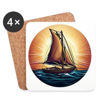 Sailing ship in the sunset - Coasters (set of 4) - white - Front