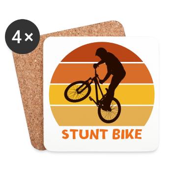 bike, faire du vélo, vélo cross - Dessous de verre (lot de 4) - blanc - Devant