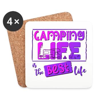 Camping Leben ist das beste Leben - Untersetzer (4er-Set) - Weiß - Vorne
