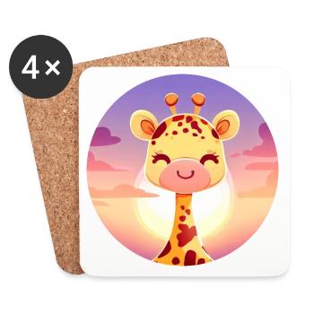 Cute sleeping giraffe in sunset - Coasters (set of 4) - white - Front