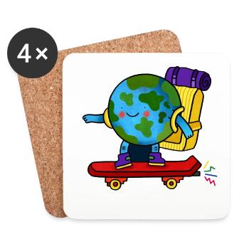 Skater Earth Backpack - Coasters (set of 4) - white - Front