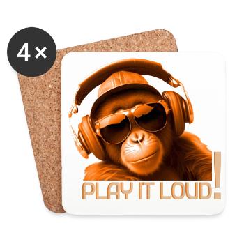 Play It Loud Affe DJ - Untersetzer (4er-Set) - Weiß - Vorne