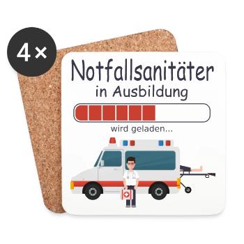 Notfallsanitäter in Ausbildung Rettungsdienst - Untersetzer (4er-Set) - Weiß - Vorne