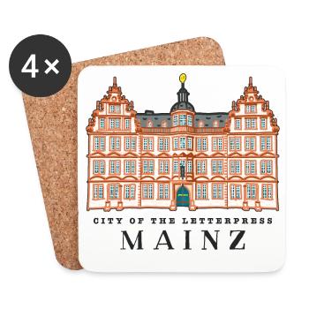 Mayence, ville de l’impression de livres, Allemagne - Dessous de verre (lot de 4) - blanc - Devant