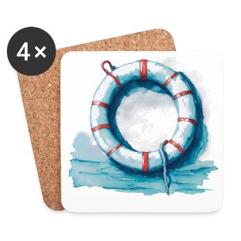 Bouée de sauvetage - Dessous de verre (lot de 4) - blanc - Devant
