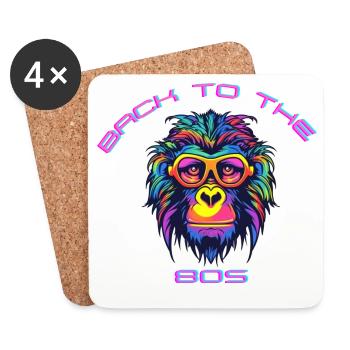 Psychedelic gorilla with sunglasses - Coasters (set of 4) - white - Front