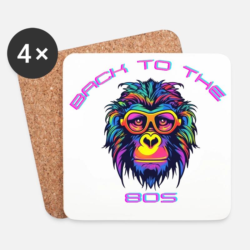 Psychedelischer Gorilla mit Sonnenbrille - Untersetzer (4er-Set) - Weiß