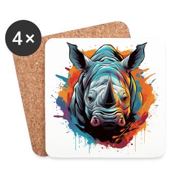 Party Rhinoceros - Coasters (set of 4) - white - Front