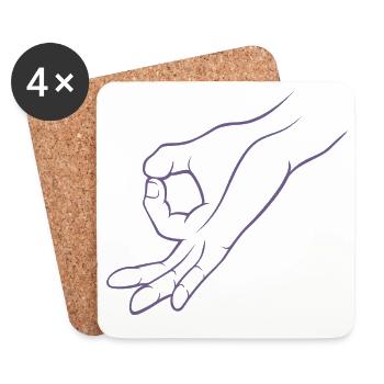 Hand signal hole peeked in child's play - Coasters (set of 4) - white - Front